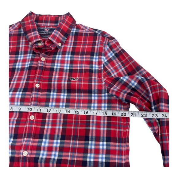 Vineyard Vines Mens Slim Fit Red Plaid Button-Down Whale Shirt SZ Medium - Picture 4 of 11